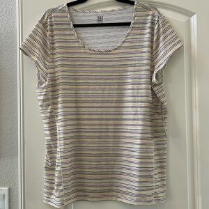 NWT Title Nine Henerala Stink Stopper short sleeve, scoop neck shirt. Striped XL